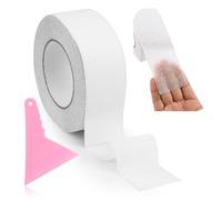 10m x 5cm Transparent Anti Slip Grip Tape, High Traction Stair Treads, Non Skid Abrasive Adhesive, Self Adhesive Frosted Tape with Scraper, Safety Floor Decking Strip Tape for Steps Indoor Outdoor