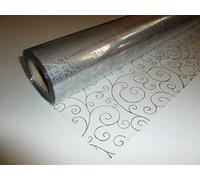10m x 80cm Roll Silver Scroll Cellophane Wrap. Florist Quality Bouquet / Gift...