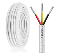 10Metres 18AWG 3 Core Electrical Wire, 3x0.75mm² Flexible Red&Black&Yellow Stranded Tinned Copper Electric Cable, 12V 24V 240V 300V PVC White Electric Wire for LED Strips Lighting Lamp Automotive