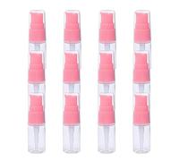 10Ml 0.3 Ounce Clear Plastic Lotion Pump Bottle with Pink Press Pump Head Empty Cosmetic Sample Container for Emulsion Face Cream Shampoo Gel - Pack of 12