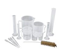 10ml, 25ml, 50ml, 100ml Cylinders with 50ml, 100ml, 250ml, 500ml, 1000ml Beakers, with Pipettes Dropper and Tube Brush Educational Teaching