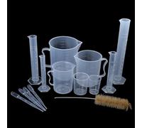 10ml, 25ml, 50ml, 100ml Cylinders with 50ml, 100ml, 250ml, 500ml, 1000ml Beakers, with Pipettes Dropper and Tube Brush Laboratory Accessories
