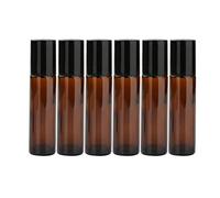 10ml Amber Essential Oil Roller Bottles Glass with Stainless Steel Roller Balls For Essential Oils, Roll on Bottles 6Pcs