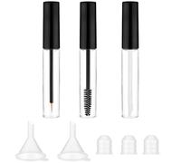10ml Empty Mascara Tube,3pcs Refillable Lip Gloss Tubes with Wand, Eyeliner Tube with Rubber Inserts And Funnels, Eyelash Growth Packing Tube Container for Castor Oil Eyebrow Growth Serum
