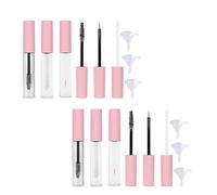 10ml Empty Mascara Tube and Wand Glass Amber, Eyeliner Tube and Lip Gloss Tubes Rubber Inserts and Funnels for Castor Oil, Glass Mascara Bottles, Ideal Kit for DIY Cosmetics (6 Pcs)