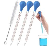 10ml Glass Pipettes Dropper, Lab Graduated Dropper for Liquid Essential Oil, Glass Transfer Pipette with Rubber Bulb and Cleaning Brush (3 pieces)