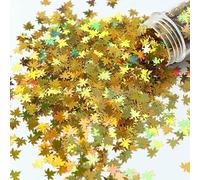 10ml Maple Leaf Sequined Nail Polish Glitter Holographic Color Nail Glitter Gradient Fall Production Nail Polish Art Decoration-Gold Yellow 10ml