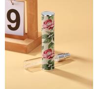 10ml Travel Perfume Bottle,Refillable Mini Leather Wrapped Perfume Atomizer,Portable Spary Bottle with Colorful Floral Print for Women,Luxury Gift Travel Fragrance Sprayer, Red+Green, 0.3 Ounces