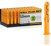 10mm 100Pcs Yellow Plastic Drywall Anchors Anti Rotation Wall Plugs For Secure Fixing In Brick, Concrete & Plasterboard