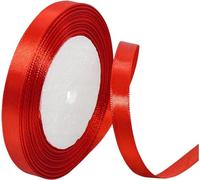 10mm, 22M Solid Colors Fabric Red Ribbon for Crafting, Gift Wrapping, Balloons, DIY Sewing Project, Hair Bows, Xmas, Valentine, Presents Bouquets Floral Wedding & Cake Decoration (Red)