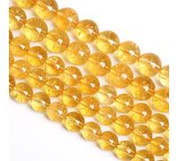 10MM 36PCS Natural Citrine Yellow Quartz Crystal Round Spacer Loose Beads for Jewelry Making 15 inches DIY Bracelet Necklace