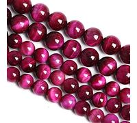 10mm 36PCS Natural Rose Pink Tiger Eye Stone Beads Crystal Spacer Round Loose Beads for Jewelry Making DIY Bracelet Accessories Strand 15 inches