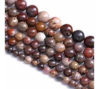 10MM 38PCS Natural Stone Petrified Wood Jasper Loose Beads for Jewelry Making DIY Bracelet