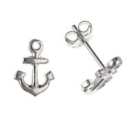 10MM 3D Ships Anchor of Hope Stud Earrings/Ear Studs for Women/Teenage/Girls - 925 Sterling Silver - 7mm W X 10mm H