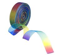 10MM 50 Yard Rainbow Shimmer Ribbon, Sheer Satin Organza Rainbow Ribbons for Gift wrap Decoration DIY Crafts Christmas Wedding Party Birthday Festival Decor Supplies