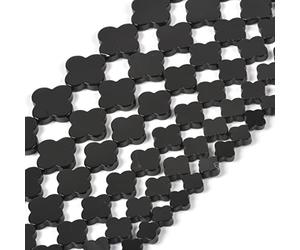 10mm Black Agate Four Leaf Clover Gemstome Loose Beads DIY Jewelry Making Beads 15 Inch