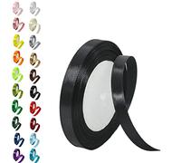 10mm Black Ribbon for Gift Crafting,22M Black Polyester Double Sided Satin Ribbon for Gift Wrapping Balloon Ribbons,Fabric Thick Ribbons for Xmas Valentine Bouquets Hair Bows Cake Wedding Decor