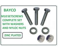 10MM BZP BOLT / NUT / WASHER SET. THREADED SETSCREW + WASHER + NYLOC