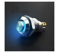 10mm Colored Waterproof Metal Push Button Switch LED Light Self-locking/self Resetting 3V 5V 6V 12V 24V 36V 110V 220V IDGTTLDF(Blue,MOMENTARY SELF-RESET_110-220)