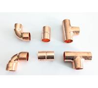 10mm Copper End Feed : Straight Coupling, 90 Degree Elbow, & Equal Tee - Pack of 6 Pieces (2 of Each Type)