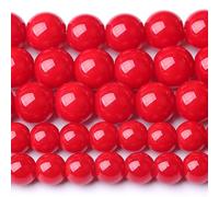 10MM Coral Red Glass Beads Natural Stone Crystal Energy Round Loose Beads for Jewelry Making Bracelet 72pcs 2 Strands 32"