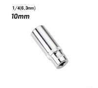 10mm Deep Socket 1/4 Inch Drive - 6 Point Chrome Vanadium Steel for Automotive Repair, Anti-Rust Electroplated Finish, 49.2mm Long with Protective