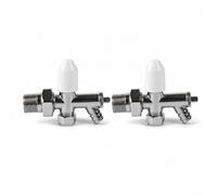 10mm Drain Off Valve Chrome - 1/2" BSP Radiator Drain Cock with White Handle & Hose Tail, Universal Fit Central Heating System, Easy-Drain DIY Plumbing Valve (2, White & Chrome)