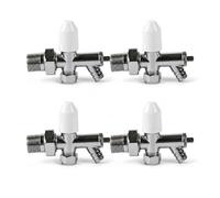10mm Drain Off Valve Chrome - 1/2" BSP Radiator Drain Cock with White Handle & Hose Tail, Universal Fit Central Heating System, Easy-Drain DIY Plumbing Valve (4, White & Chrome)