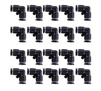 10mm Elbow Pneumatic Fittings, 20 Pcs Air Line Fittings Connector, Plastic Push Quick Connect Couplings, Air Tool Accessories for Pipe Tube, Black