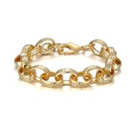 10mm Gold Oval Belcher Hammered Pattern Bracelet - 18K Real Gold Plated - Luxury Finish Stylish Fashion Jewellery for Men & Women - Premium Chunky Bracelet(Length: 8, Weight: 22g) - Bling King London
