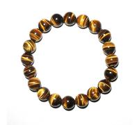 10MM Gold Tigers Eye Mens Bracelet | Fits for About 7.5" Large & Strong Wrist | Throat Chakra Gems | Birthstone for June | Bring Inner Calm & Love & Fortune | Stones of Motivation & Willpower