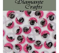 10mm Googly Eyes with Eyelashes Wiggle Woobly Craft Eyes Choose Colour & Quantity (100, Pink with Eyelash 10mm Loose)