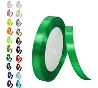 10mm Green Ribbon for Gift Crafting,22M Green Polyester Double Sided Satin Ribbon for Gift Wrapping Balloon Ribbon,Fabric Thick Ribbon for Xmas Valentine Bouquets Hair Bows Cake Wedding Decor