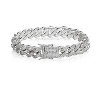 10MM HIP HOP Classic 14K /White Gold Plated Iced Out Cuban Link Chain Prong Setting Cubic Zirconia Miami Cuban Link Choker necklace/Bracelet for men women
