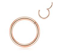 10mm Hoop Earrings for Women Men Thick Rose Gold Plated Piercing Rings 8 Gauge Septum Nose Rings Hoop 8G Septum Jewelry 316L Surgical Steel Hinged Clicker Bull Nose Hoop