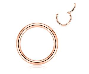 10mm Hoop Earrings for Women Men Thick Rose Gold Plated Piercing Rings 8 Gauge Septum Nose Rings Hoop 8G Septum Jewelry 316L Surgical Steel Hinged Clicker Bull Nose Hoop