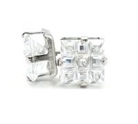 10mm Iced Out Textured Square Shape Prong-Set Stud Earrings for Men, 0.4 Inch, Hypoallergenic 316L Stainless Steel Earrings, 10 mm, Stainless Steel, No Gemstone