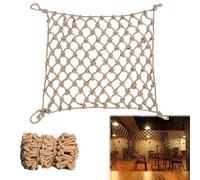 10mm Jute Rope - Climbing Load Net, Balcony & Railing Protection, Playground & Yard Fencing, Multi-Strand Weaving, 30x33 ft / 9x10 m