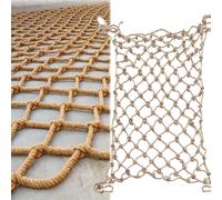 10mm Jute Rope Climbing Net - Indoor Decorative Mesh, Outdoor Terrace Guardrail, Swing Hammock Playground Safety Net, Size 3x16FT/1x5M, & Eco-Friendly