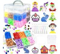 10mm Large Fuse Beads Kit for Kids,12 Colors XL Fuse Beads Set with Storage Box, Ironing Papers,Pegboards Booklet and Accessories,DIY Art Craft Toys Gifts for Girls & Boys Age 3+ Birthday Christmas