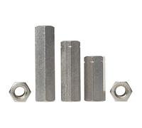 10mm / M10 x 20 A2 Stainless Steel Hex Studding Connector Nuts Hexagon Threaded Rod Bar Couplers - 2 Pack