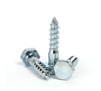 (10mm) M10 x 35mm Wood Screw Hexagon Head Coach Screw Lag Bolts Bright Zinc Plated - DIN 571 - (Pack of 50pcs)
