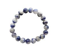10mm Natural Blue Rutilated Dumortierite Quartz Crystal Rare Round Beads Women Men Bracelet