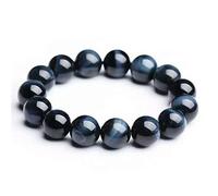 10mm Natural Blue Tiger Eye Bracelet Hawk's Gemstone Round Stretch Crystal Bead