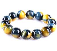 10mm Natural Gold Yellow Blue Tiger Eye Gemstone Crystal Round Bead Bracelet