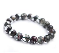 10mm Natural Green Red Phantom Quartz Crystal Clear Round Bead Stretch Bracelet