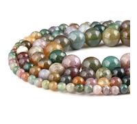 10mm Natural Indian Agate Beads Round Semi Precious Gemstone Loose Beads for Jewelry Making (38-40pcs/strand)