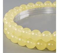 10mm Natural Lemon Chalcedony Round Bead - 35PCS Bulk Gemstone Beads for Jewelry Making, DIY Bracelets, Necklaces - Includes Crystal Stretch Cord
