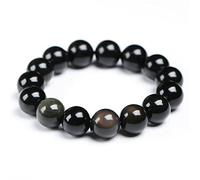 10mm Natural Rainbow Light Obsidian Gemstone Crystal Round Bead Bracelet