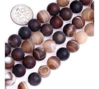 10mm Natural Semi Precious Round Frost Banded Gray Agate Gemstone Beads for Jewelry Making Strand 15"